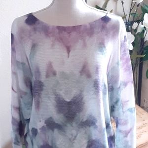 ANNA MELANI, Sheer Tie Dye, Polyester Pullover,  Medium,  Made in Italy